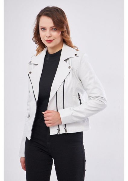 DKA1202 Deri Kadın Beyaz Mont indirimleri