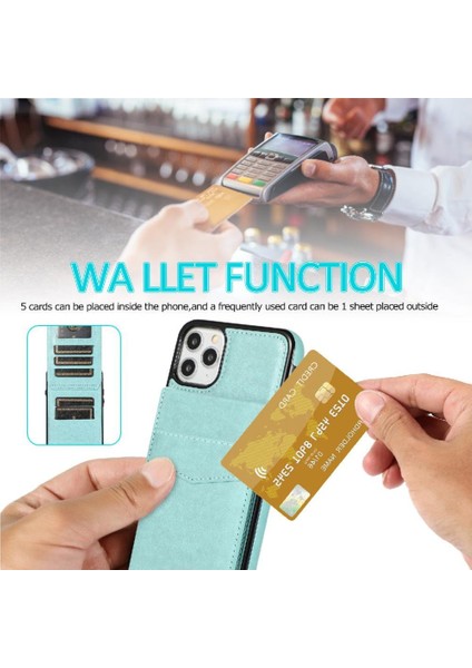 IPhone 11 Pro Max Kart Tutucu Kılıf Cüzdan Manyetik Toka ile Uyumlu (Yurt Dışından)
