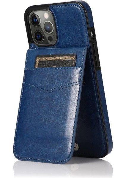 IPhone 12 Pro Kart Tutucu Premium Deri Manyetik Toka ile Uyumlu (Yurt Dışından)