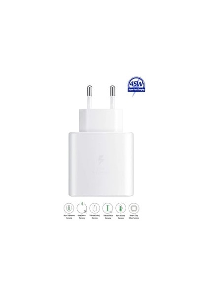 USB Type C Samsung Galaxy A25 Uyumlu 45W Super Hızlı Type-C Şarj Aleti Seti - Ithalatçı Garantili B