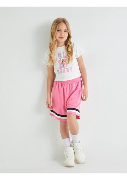 Şort Renk Bloklu Beli Lastikli