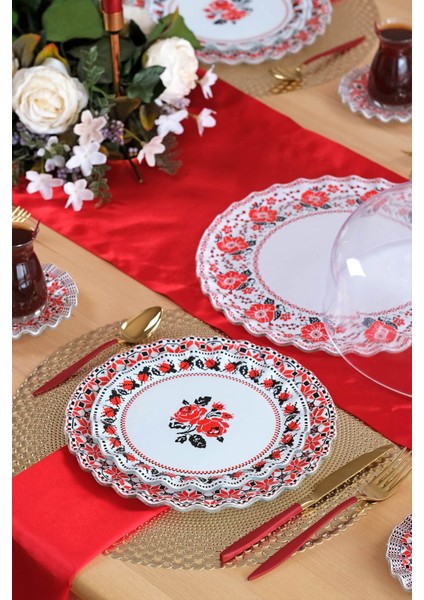 Carmine 6 Kişilik 33 Parça Cam Pasta Çay Servis Takımı