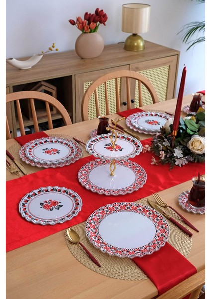 Carmine 6 Kişilik 33 Parça Cam Pasta Çay Servis Takımı