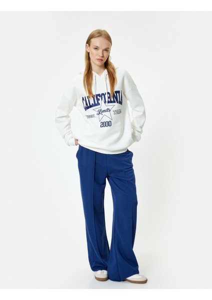 Oversize Kapüşonlu Sweatshirt Kolej Işlemeli Uzun Kollu Şardonlu fiyatları