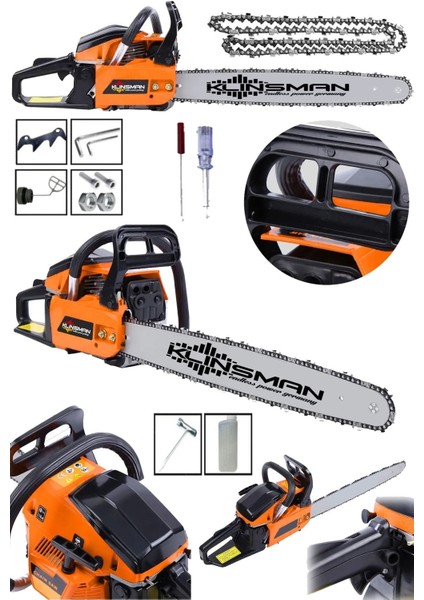 Alman Benzinli Testere 13 Hp Çift Egzozlu 72CC Ağaç Odun Kesme Makinesi Motorlu Testere Orman Motoru
