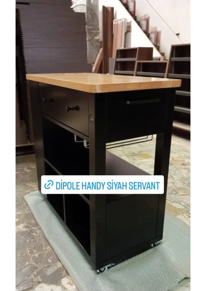 Dipole Furniture Handy Mat Lake Siyah Mutfak Servant Mobilyası