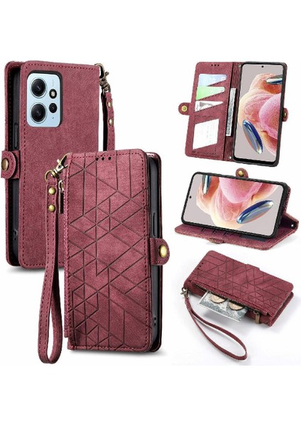 Xiaomi Redmi Not 12 Için Flip Case 4g Darbeye Deri Kılıf Kapak Çevirin (Yurt Dışından)