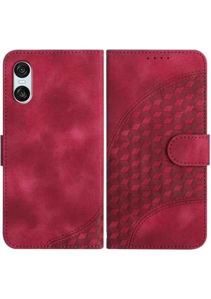Sony Xperia 10 Vı Darbeye Deri Kılıf Için Flip Case Geometrik Desen (Yurt Dışından)