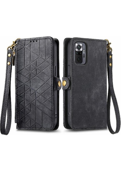 Xiaomi Redmi Not 10 Pro Için Flip Case Basit Iş Deri Kılıf Cüzdan (Yurt Dışından)