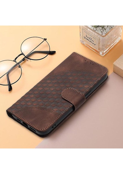 Xiaomi Redmi 13 Için Flip Case Geometrik Desen Darbeye Deri Kılıf Pu (Yurt Dışından)