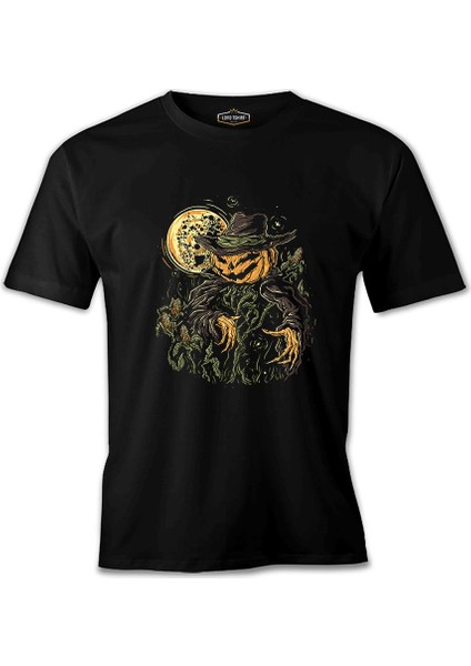 Cadılar Bayramı - Korkuluk Bal Kabağı Siyah Erkek Tshirt