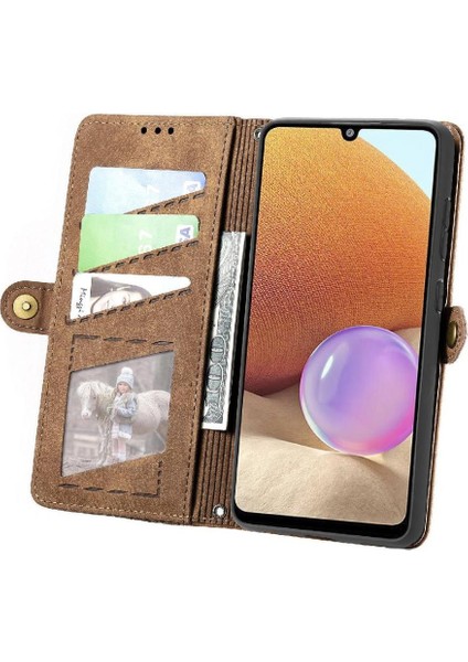 Samsung Galaxy A32 4g Için Flip Case Deri Kılıf Kapak Basit Cüzdan (Yurt Dışından) indirimleri