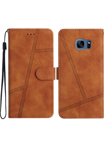 Samsung Galaxy S7 Kenar Cüzdan Için Flip Case Pu Deri Bilek Kayışı Tam (Yurt Dışından)