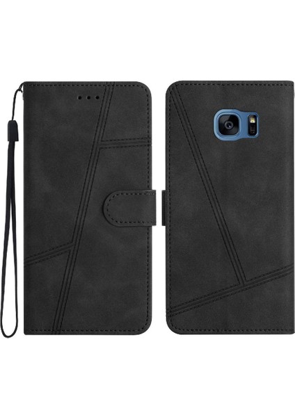 Samsung Galaxy S7 Kenar Cüzdan Için Flip Case Pu Deri Bilek Kayışı Tam (Yurt Dışından)