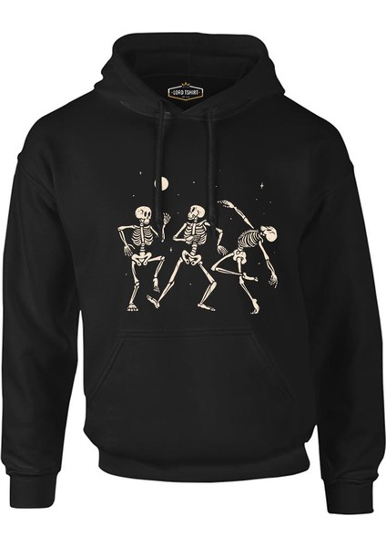 Cadılar Bayramı - Kuru Kafa Ay Dansı Siyah Erkek Fermuarsız Kapşonlu