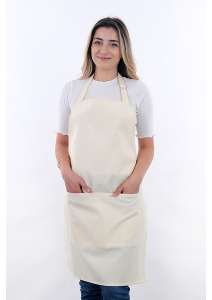 Simple 3'lü Set Ayar Askılı Cepli Mutfak Önlüğü Seti (2 Eldiven) Şef Garson Kafe Aşçı Barista
