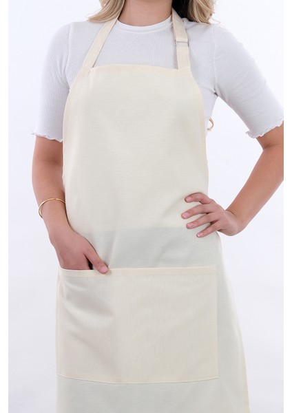 Simple 3'lü Set Ayar Askılı Cepli Mutfak Önlüğü Seti (2 Eldiven) Şef Garson Kafe Aşçı Barista