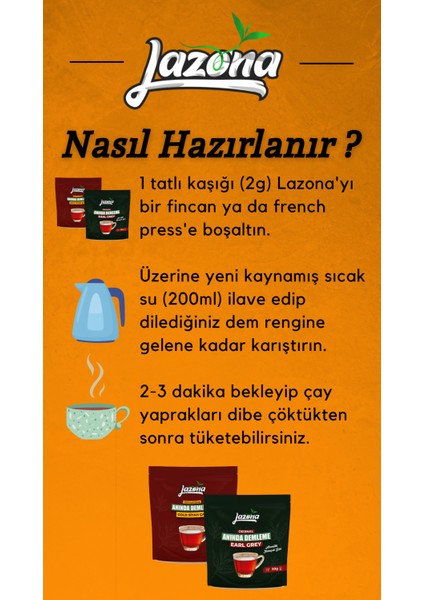 Anında Demleme Siyah Çay Earl Grey 25'li Tek Dem x 12'li Paket ( Bergamotlu )