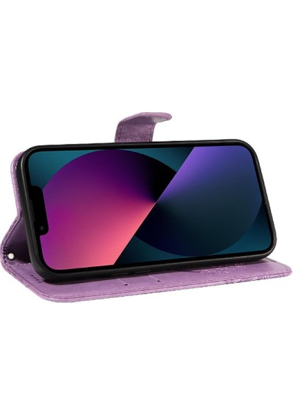 Kredi Kartı Yuvası ile IPhone 13 Mini Yüksek Kalite Deri Için Flip Case (Yurt Dışından)