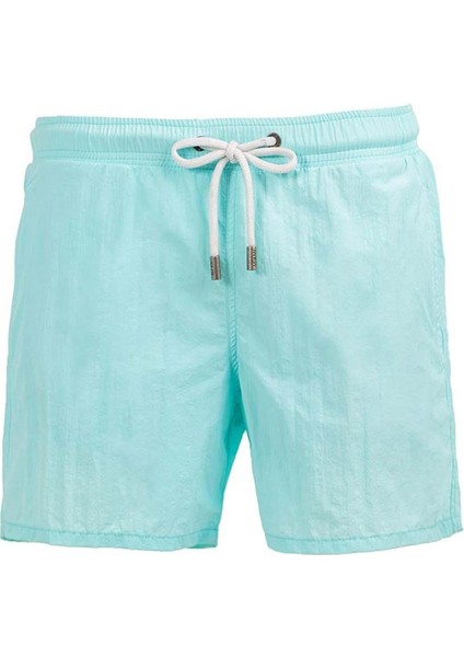 Mint Su Itici Özellikli Naylon Kumaş Düz Renk Basic Erkek Plaj Deniz Şort Mayo - 540-MINT