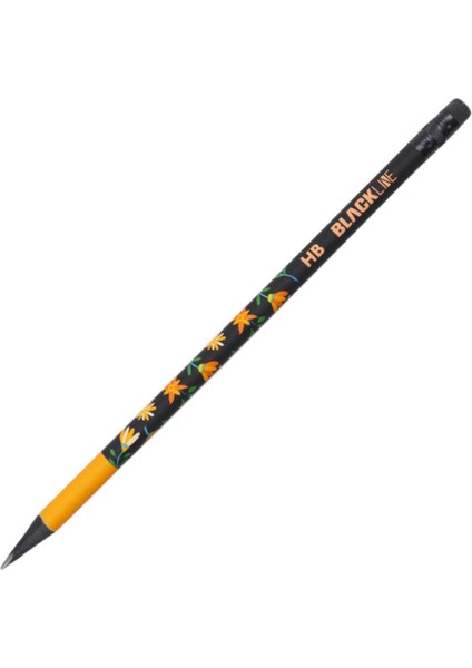 Blackline Çiçek Desenli Yuvarlak Hb Silgili Kurşun Kalem 1 Adet