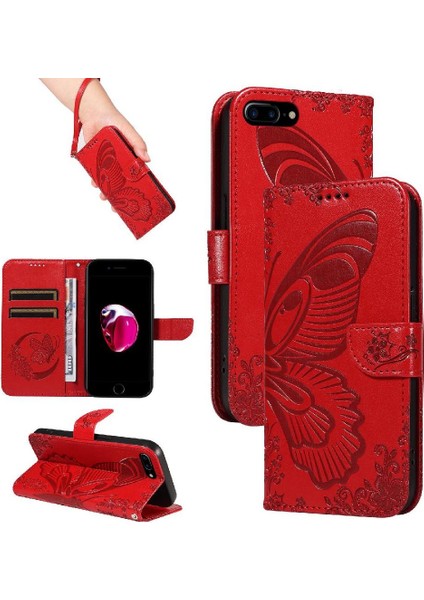 IPhone 6 Için Flip Case Artı/6s Artı Kredi Kartı Yuvası ile Kabartmalı El (Yurt Dışından) modelleri