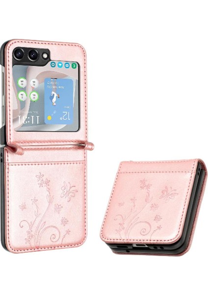 Samsung Galaxy Z Flip6 Manyetik Kapatma Bilek Kayışı Pu Kart Için Flip Case (Yurt Dışından)