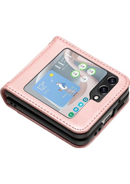 Samsung Galaxy Z Flip6 Manyetik Kapatma Bilek Kayışı Pu Kart Için Flip Case (Yurt Dışından) modelleri