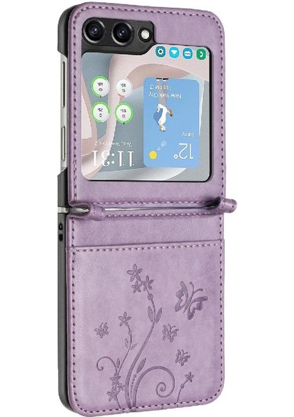 SZY Mall Samsung Galaxy Z Flip6 Manyetik Kapatma Bilek Kayışı Pu Kart Için Flip Case (Yurt Dışından)