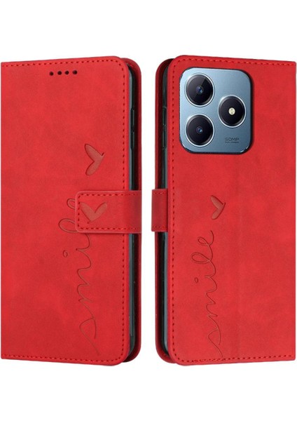 Realme C61 Kart Ekleme Pu Deri Yan Toka Aşk Için Flip Case (Yurt Dışından)