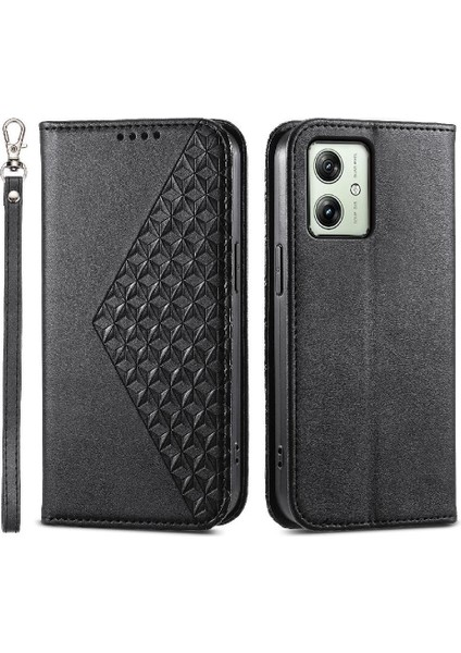 Motorola Moto G54 Günlük Kullanım Için Flip Case El Kayışı Eşkenar Dörtgen Şekli Cüzdan (Yurt Dışından)