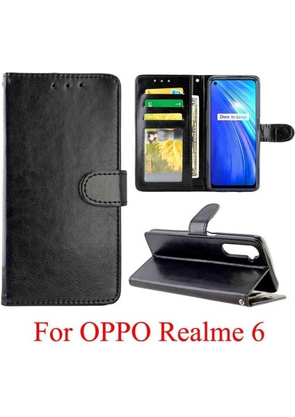 SZY Mall Realme 6 Kickstand Pu Deri Darbeye Dayanıklı Manyetik Kapatma Için Flip Case (Yurt Dışından)