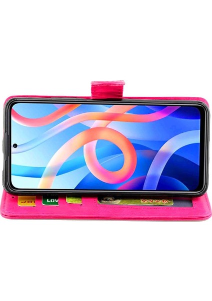 Xiaomi Poco M4 Pro Kickstand Darbeye Pu Deri Kart Için Flip Case (Yurt Dışından)