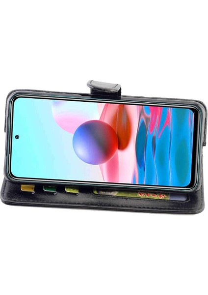 Xiaomi Redmi Not 10 Için Flip Case 4g Kickstand Manyetik Kapatma Kartı Pu (Yurt Dışından)