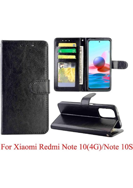Xiaomi Redmi Not 10 Için Flip Case 4g Kickstand Manyetik Kapatma Kartı Pu (Yurt Dışından)