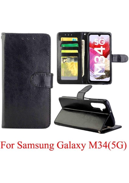 Samsung Galaxy M34 5g Darbeye Kickstand Kart Tutucu Pu Için Flip Case (Yurt Dışından)