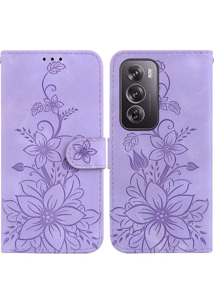 Oppo Oppo 12 Pro 5g Için Flip Case Kart Tutucu Manyetik Kabartmalı Zambak (Yurt Dışından)