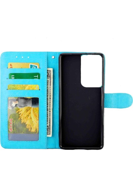 Samsung Galaxy S21 Ultra 5g Kart Tutucu Kickstand Manyetik Için Flip Case (Yurt Dışından)