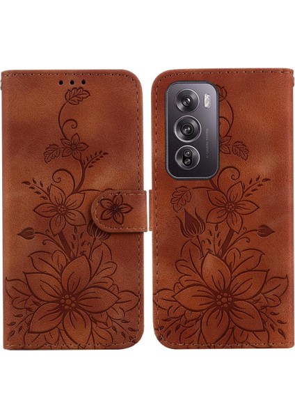 Oppo Oppo 12 Pro 5g Için Flip Case Kart Tutucu Manyetik Kabartmalı Zambak (Yurt Dışından)