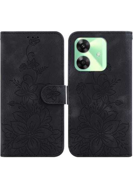 Realme C61 Kabartmalı Zambak Cüzdan Kickstand Manyetik Kart Için Flip Case (Yurt Dışından)