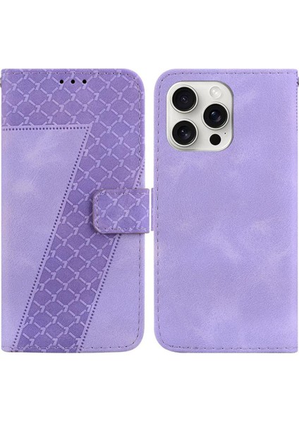 IPhone 16 Için Telefon Kılıfı Pro Cüzdan Kabartmalı Desen Kart Yuvası Fonksiyonu Pu (Yurt Dışından)