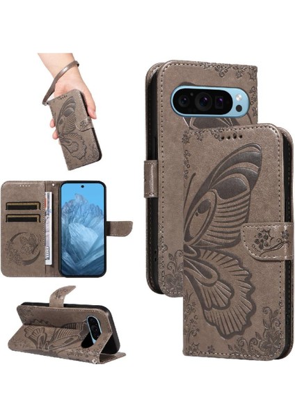 Kredi Kartı Yuvası Yüksek Kaliteli Deri ile Google Pixel 9 Için Flip Case (Yurt Dışından)