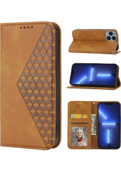 IPhone 12 Için Flip Case Mini Standı El Kayışı Cüzdan Eşkenar Dörtgen Şekli Günlük (Yurt Dışından)