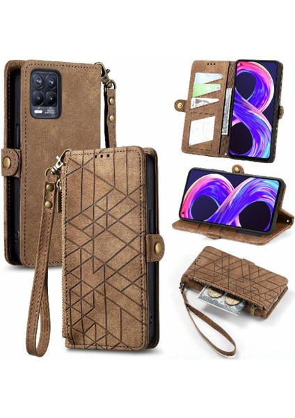 Realme 8 Pro Flip Kapak Için Flip Case Cüzdan Darbeye Deri Kılıf (Yurt Dışından)