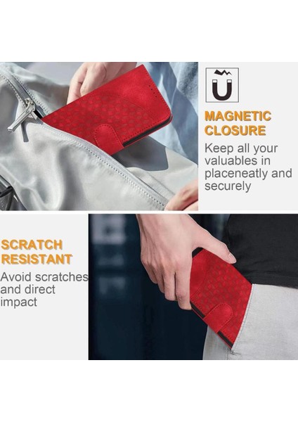 Xiaomi Poco F6 Için Flip Case Pu Deri Kapak Çevirin Geometrik Desen Kartı (Yurt Dışından)
