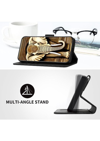 Xiaomi Poco F6 Için Flip Case Pu Deri Kapak Çevirin Geometrik Desen Kartı (Yurt Dışından)