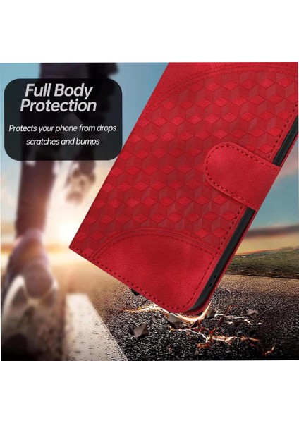 Xiaomi Redmi 13 Için Flip Case Geometrik Desen Darbeye Deri Kılıf Pu (Yurt Dışından)