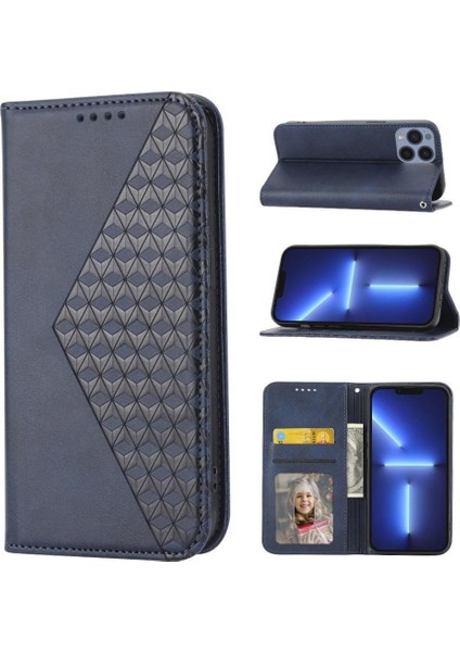 IPhone 14 Için Flip Case Artı Günlük Kullanım El Kayışı Standı Cüzdan Eşkenar Dörtgen (Yurt Dışından)