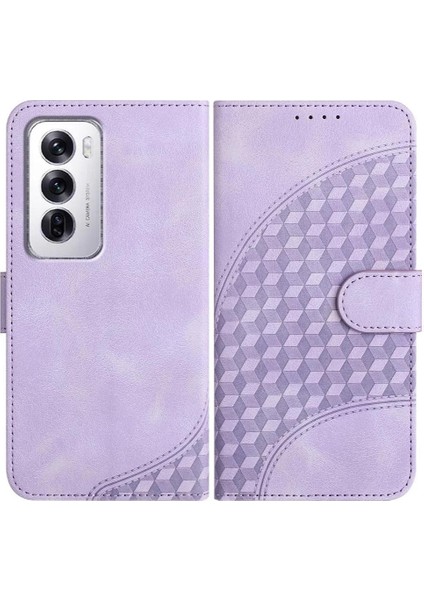 Oppo Flip 12 5g Geometrik Desen Flip Iş Pu Deri Için Flip Case (Yurt Dışından)