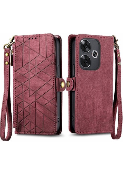 Xiaomi Poco F6 Deri Kılıf Için Flip Case Darbeye Basit Iş Çevirme (Yurt Dışından)